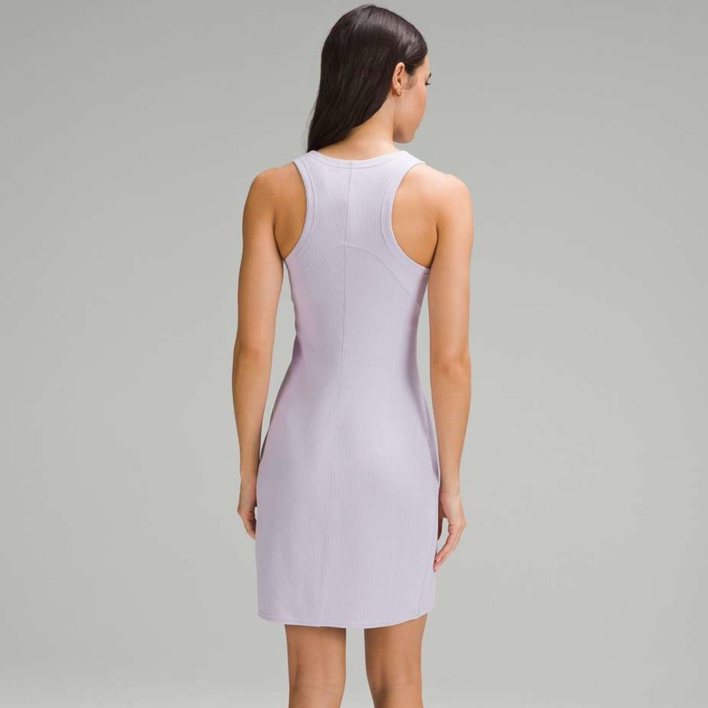 Lululemon Ribbed Softstreme Slim-Fit Tank Dress sz10 Lilac Ether #0068